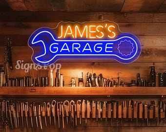 Aangepaste garageneonborden, gepersonaliseerde naam garage led-decor, garage man cave led-bord, kerstverjaardagscadeau voor hem, neonreclame workshop