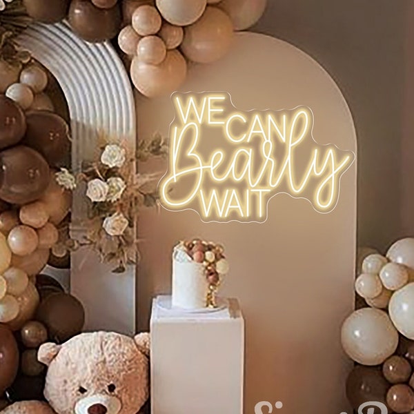 We Can Bearly Wait Neon Sign, Teddy Bear Baby Shower Sign, Baby Shower Backdrop Sign, Baby Shower Welcome Sign, Baby Shower Decor, LED  Sign