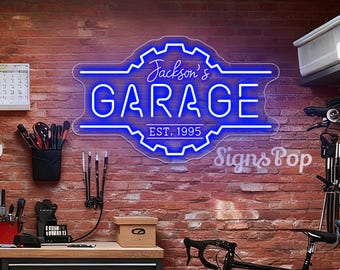 Aangepaste garageneonborden, gepersonaliseerd decor mangrot, led-bord garage, kerstverjaardagscadeau voor hem, neonreclame workshop