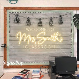 Custom Teacher Name Neon Sign,Personalized Teacher Name Sign,Welcome Classroom Decor,Gift for Teacher,Teacher Welcome Sign,Classroom Decor