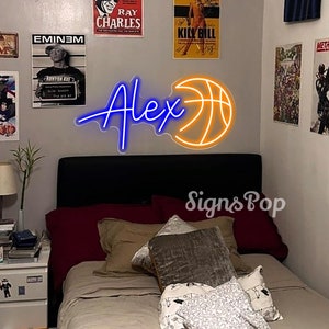 Basketball Kinderzimmer Namensschild, personalisierte Geschenke Basketball Neon Schild, Geschenke für Basketballspieler, Kinderzimmer Dekor, Geschenke für Jungen, Geburtstagsgeschenk