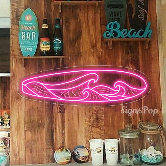 Surfboard LED Neon Sign,personalized Surf Sign, Surf Club Decor