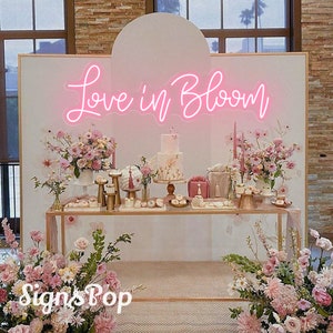 Love in Bloom Neon Sign Wedding,Custom Wedding Neon Light,Led Light Sign for Wedding Backdrop, Handmade Wedding Favors, Promposal Sign