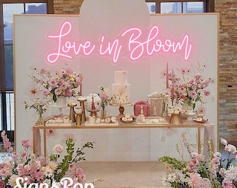 Love in Bloom Neon Sign Wedding,Custom Wedding Neon Light,Led Light Sign for Wedding Backdrop, Handmade Wedding Favors, Promposal Sign