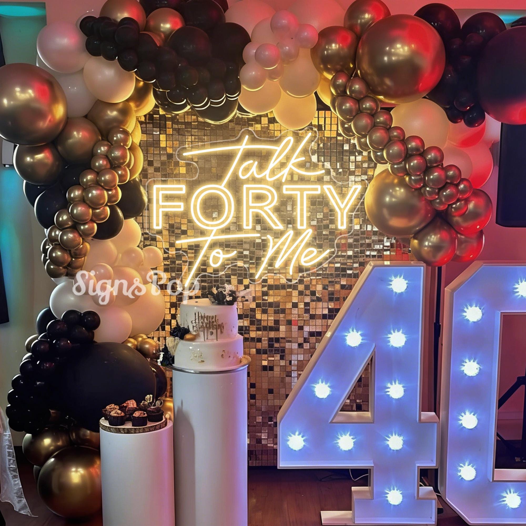 Talk Forty to Me Neon Sign,custom 40th Birthday Party Decor, 30th ...