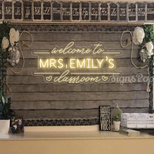 Custom Teacher Name Neon Sign,Personalized Teacher Name Sign,Welcome Classroom Decor,Gift for Teacher,Teacher Welcome Sign, Classroom Light