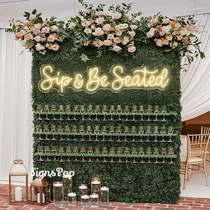 Sip and be Seated neon sign,Custom Sip & be Seated Wedding Sign,Wedding Bar Neon Decor, Champagne Wall Sign,Event LED Signage,Event Signage