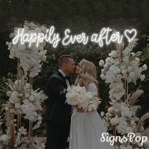 Happily Ever After Neon Sign,Custom Wedding Neon Sign, Wedding Backdrop Neon Light Wedding Gifts Party Welcome Signs,Valentine Day Gift