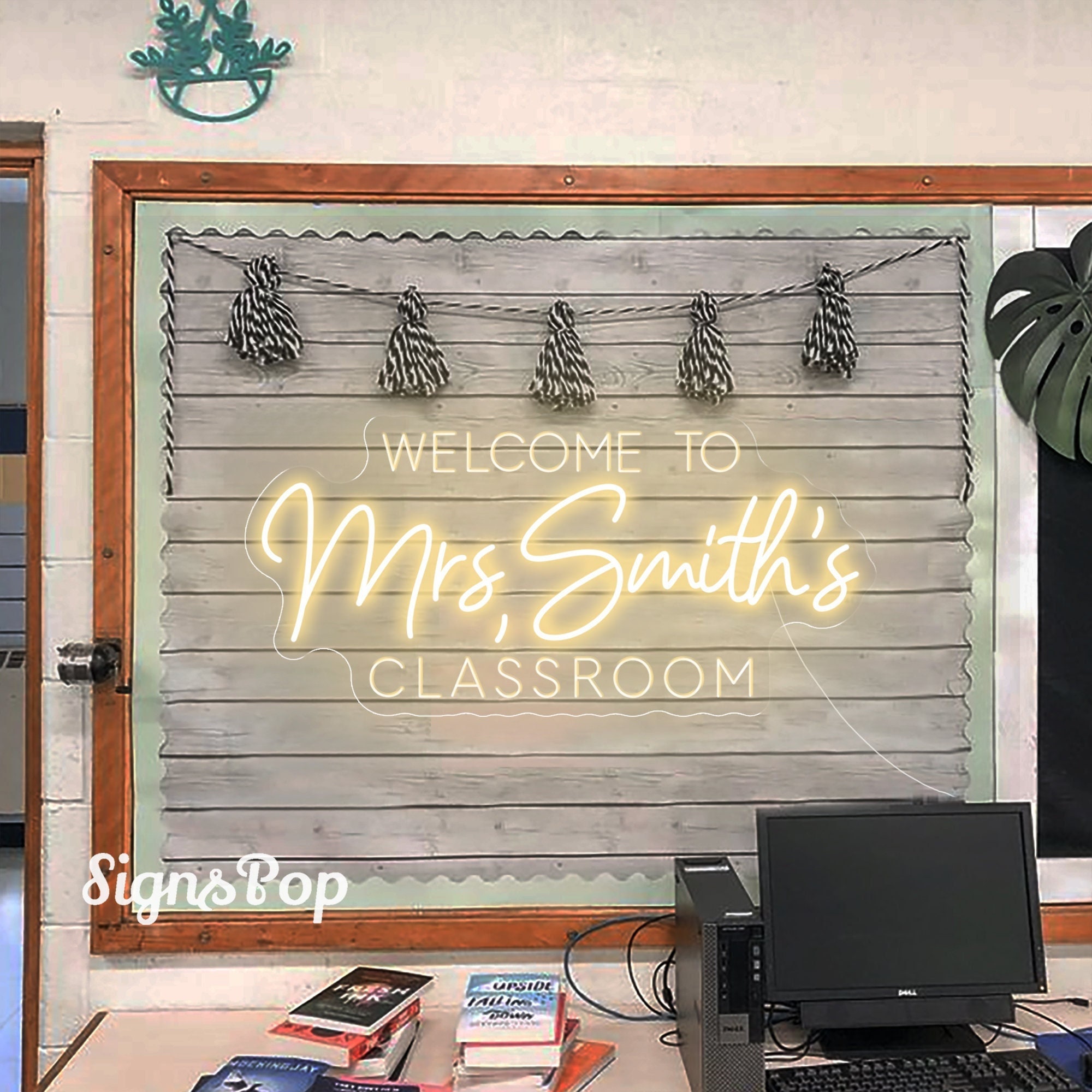 Custom Teacher Name Neon Sign,Personalized Teacher Name Sign,Welcome Classroom Decor,Gift for Teacher,Teacher Welcome Sign,Classroom Decor