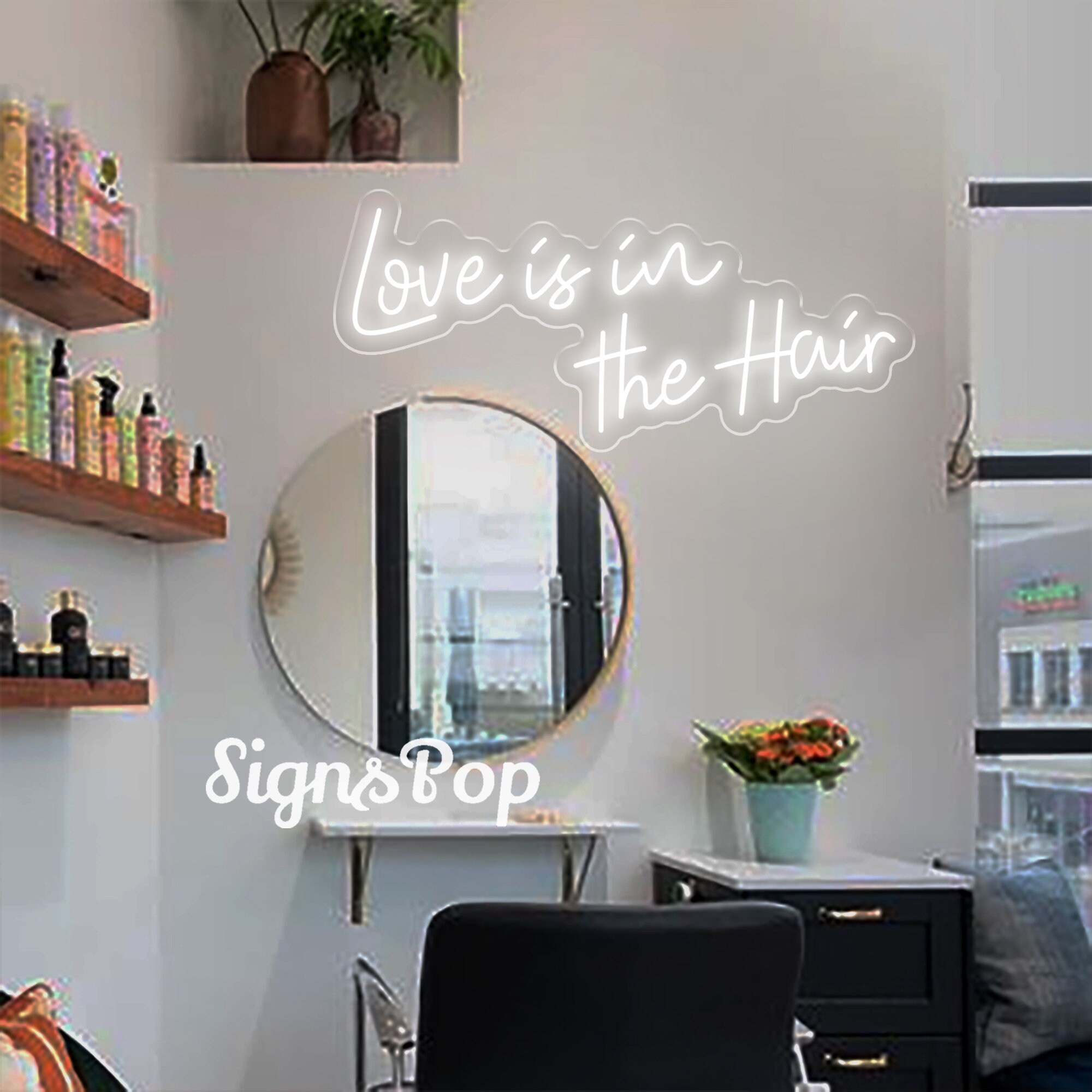 Love Is In The Hair Neon Sign Hair Salon Neon Sign for Wall Decor Led Neon