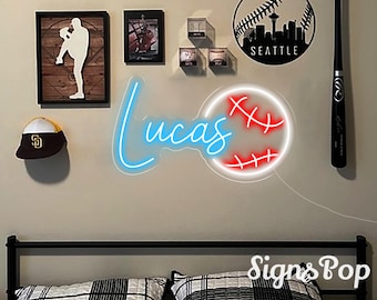 Custom Baseball Name Neon Sign,Personalized Gifts Baseball Sign, Baseball player gifts, Kids Room Decor,Gifts for Boys,Birthday Gift
