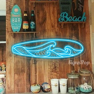 Surfboard LED Neon Sign,Personalized surf sign, Surf Club Decor, Surf Shops Led Sign,Beach house Island Rooms funny wall decor,Surfers Gift