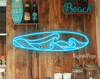 Led-neonbord surfplank, gepersonaliseerd surfbord, decor surfclub, ledbord surfwinkels, strandhuis Island Rooms grappig wanddecor, surfcadeau