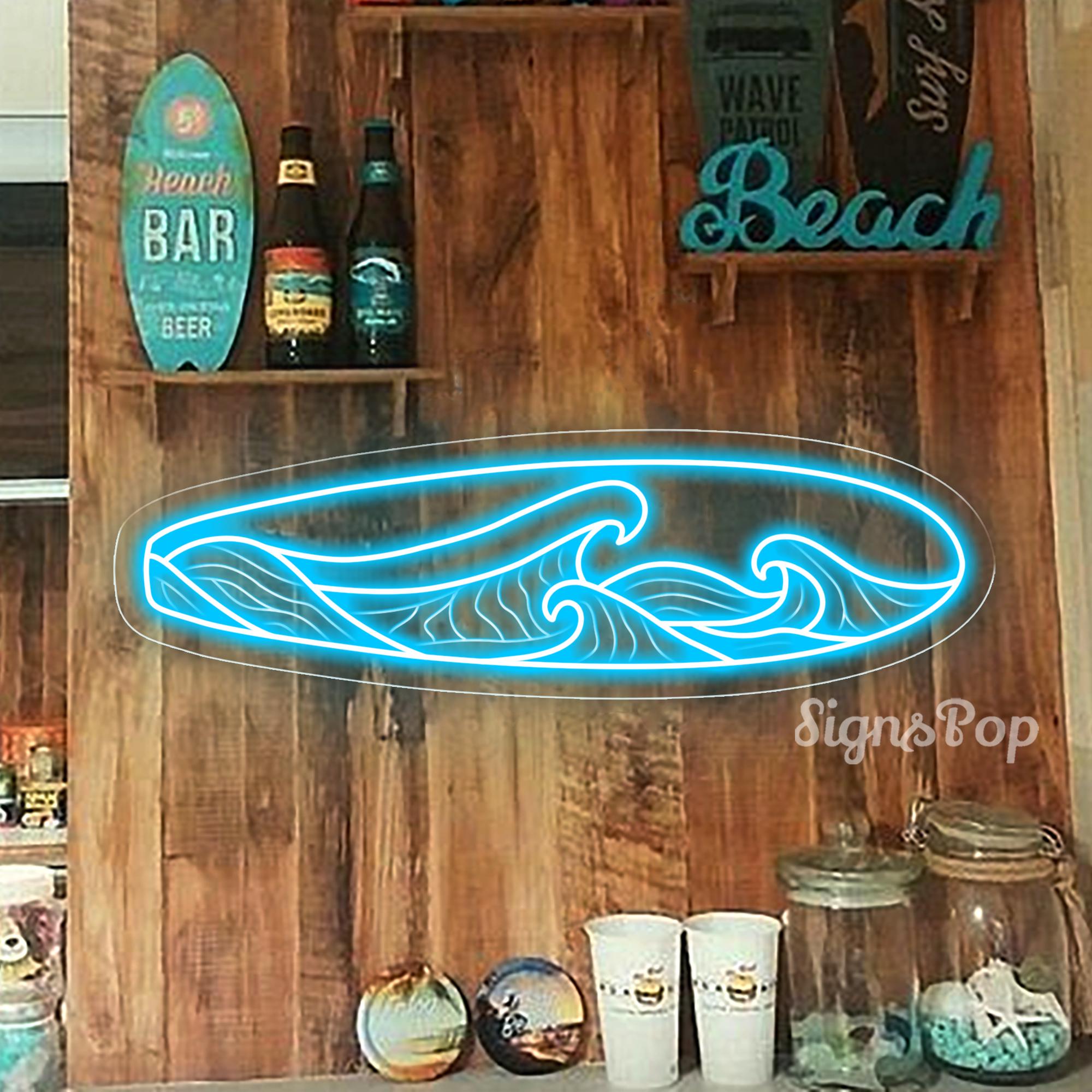 Surfboard LED Neon Sign,personalized Surf Sign, Surf Club Decor