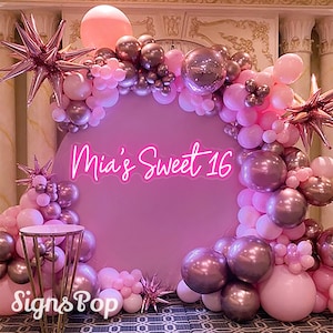 Custom Name Sweet 16 Neon Sign,Sweet 16 Neon Light,16th Birthday Party Decor,Quinceañera Light Sign,Sweet 16 Gifts, Mis Quince Wall Sign Art