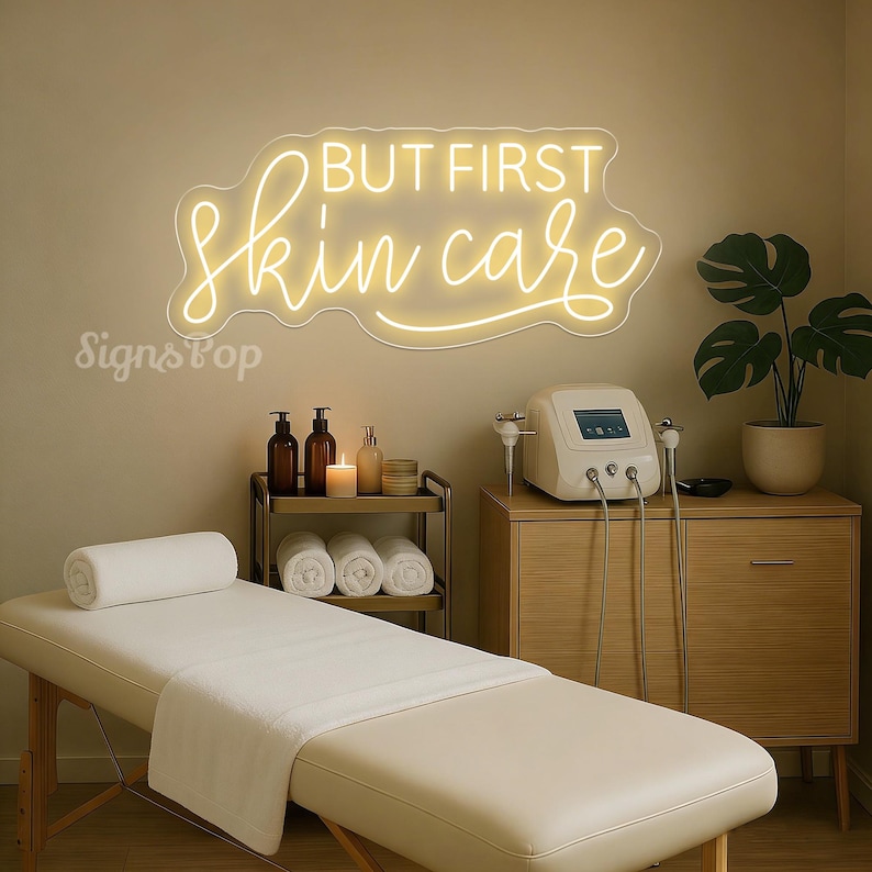 But First Skin Care Neon Sign,skincare Facial Room Wall Decor,beauty ...