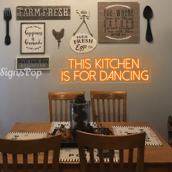 This Kitchen is for Dancing,Custom LED Neon Sign,New Kitchen Wall Art, Kitchen Decor, Kitchen Sign,Mood Booster Fun Phrase,Housewarming gift