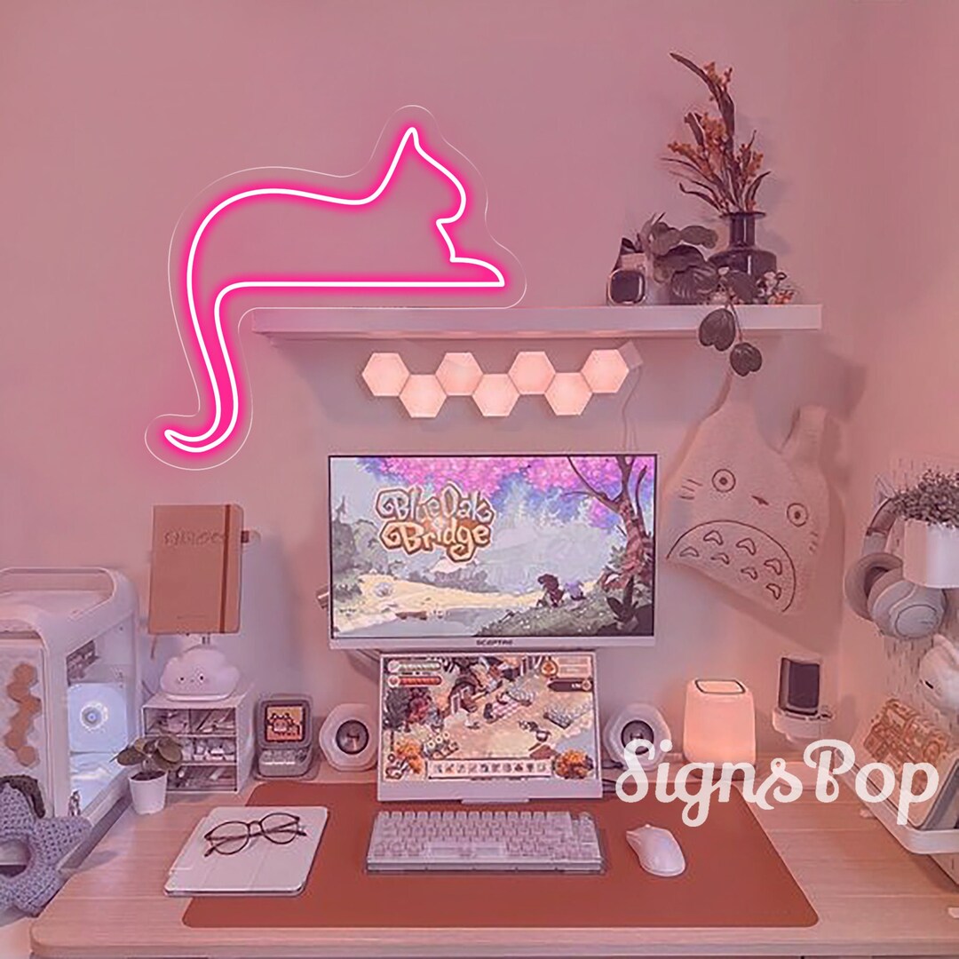 Lazy Cat Neon Signcat Neon Sign Pet Wall Decor Kitty LED Etsy