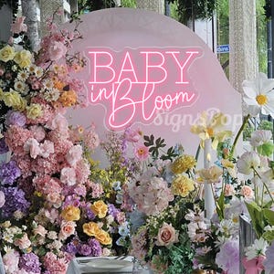 Baby in Bloom Neon Sign,Custom Baby in Bloom Decor,baby shower backdrop sign,Baby Shower Welcome Sign,First Birthday Sign,Nursery Wall Art