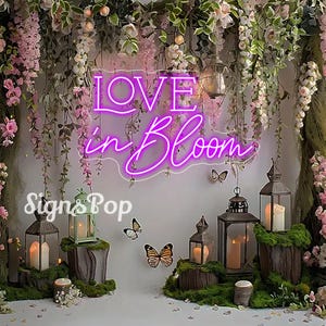 Love in Bloom Neon Sign,Custom Wedding Neon Light,Bridal Shower LED Neon Light, Proposal Sign,Handmade Wedding Favors,Wedding Backdrop Decor
