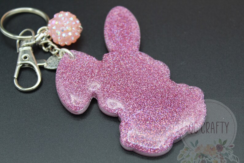 Easter Bunny Sitting Rabbit Keychain Badge Reel