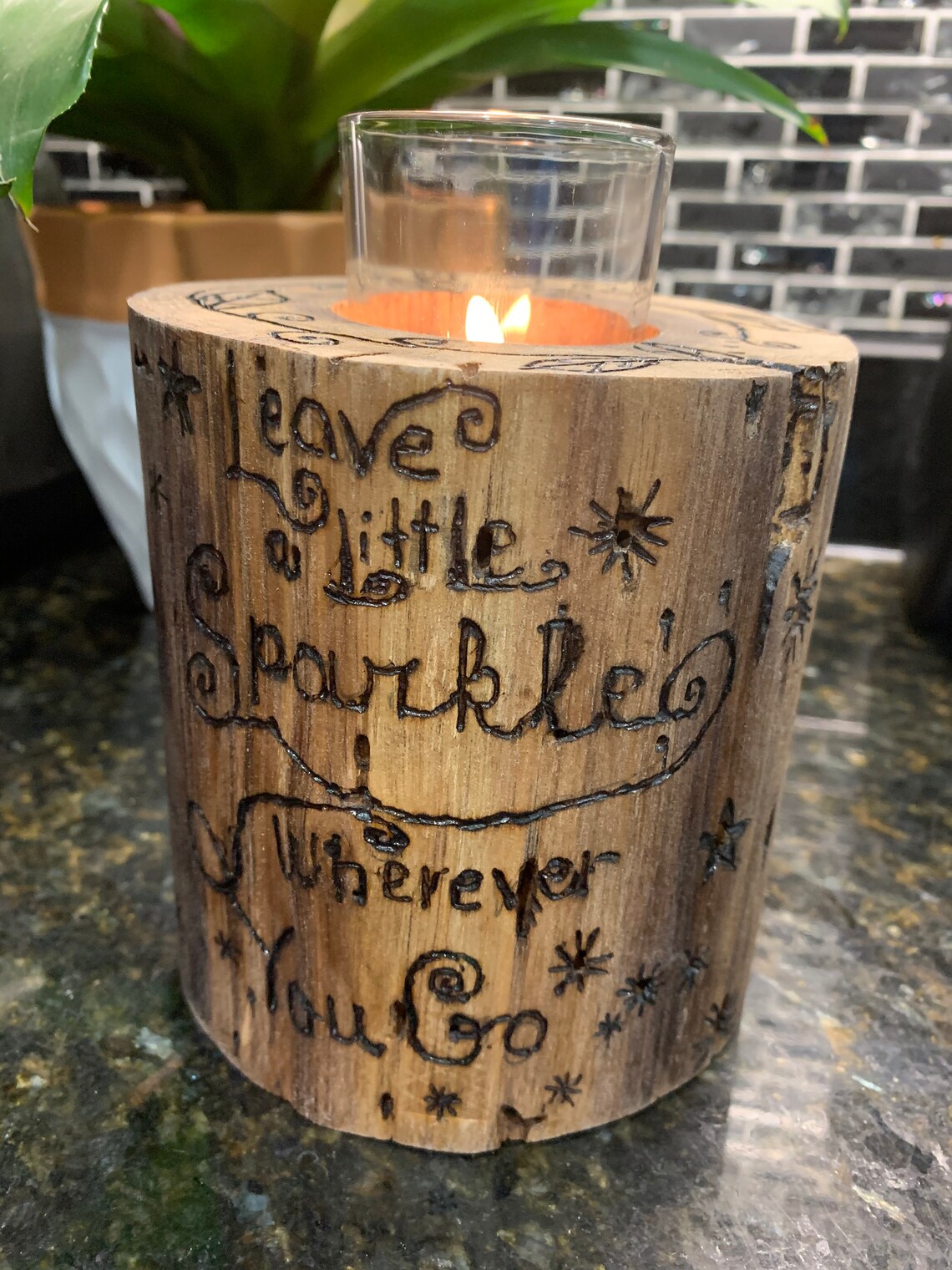 Live Edge Black Walnut Candle Holder With Hand Burned Sayings Etsy UK