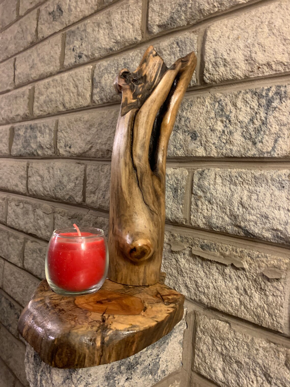 Driftwood Candle Holder with Base Etsy