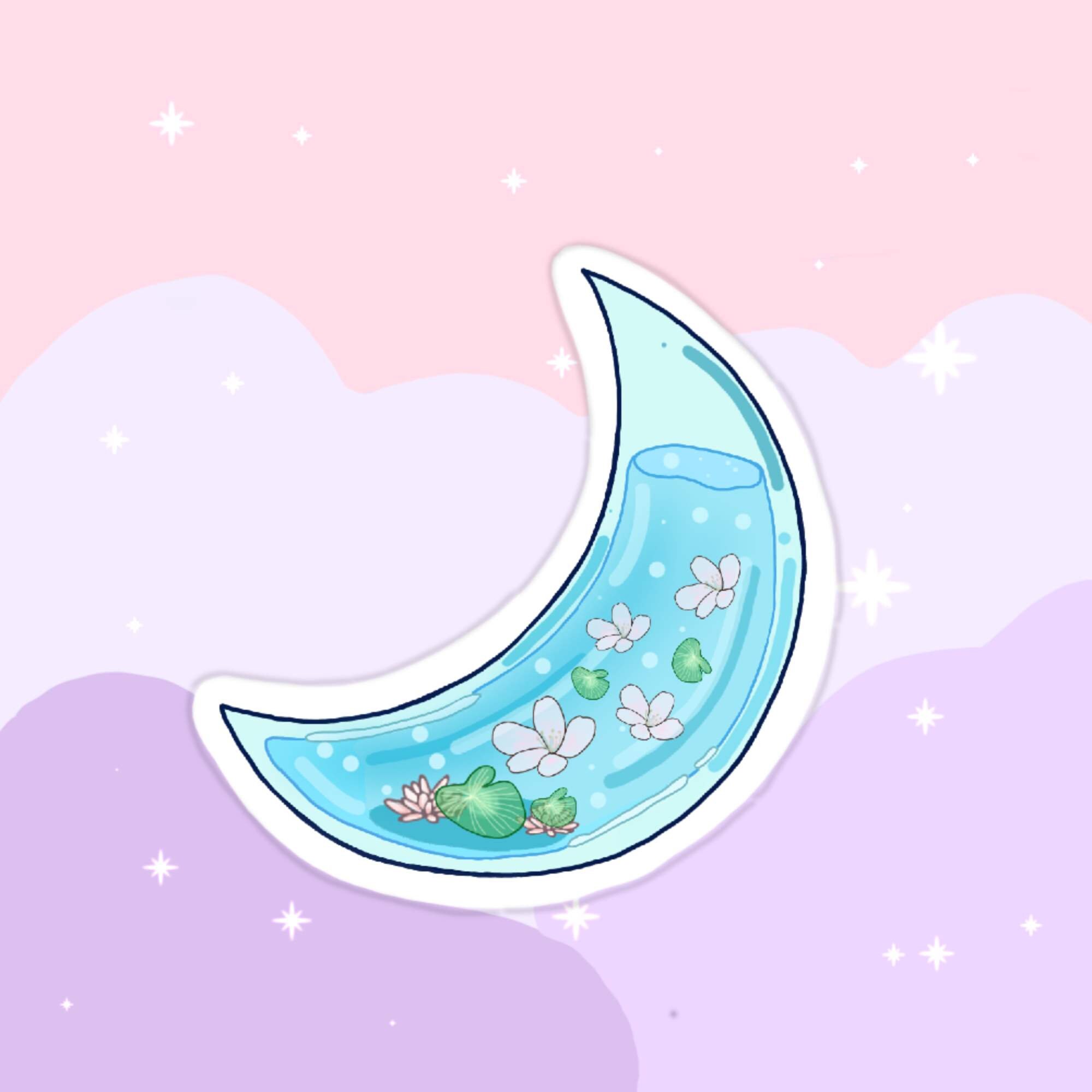 Moon Drop Pegatina Pegatinas de la Luna Pegatinas de Etsy