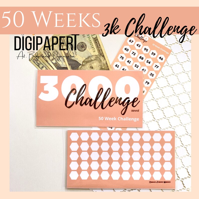 Cash Envelope Money Challenge 3K Savings Sticker Tracker Etsy