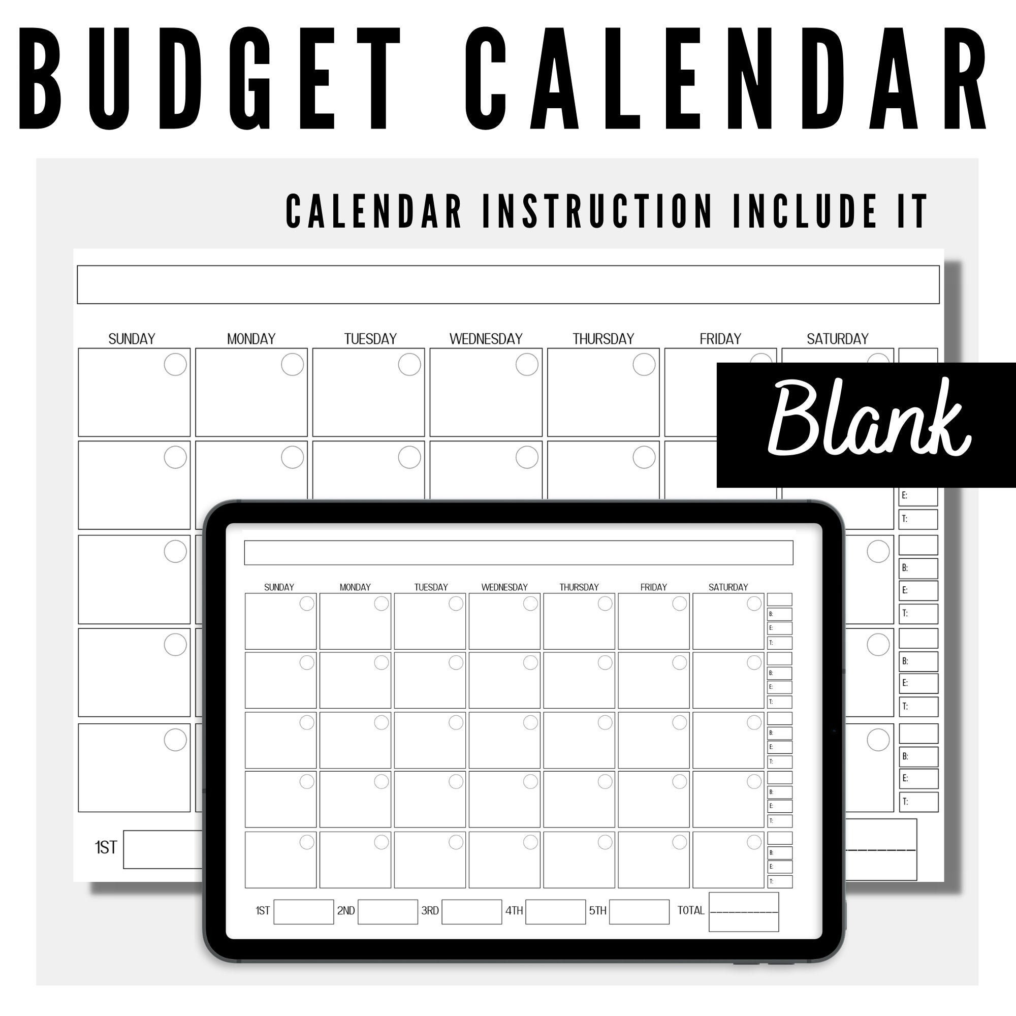Budget Calendar Printable Minimalist Cash Envelope Calendar Etsy