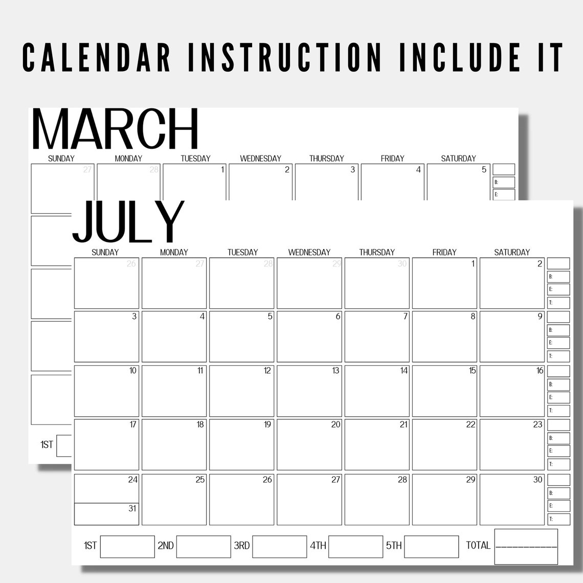 printable budget calendar 2022 etsy