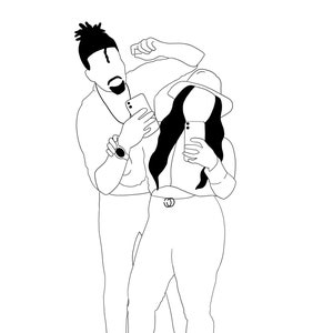 PROJECT FOR SISTER, Line Minimalistic Digital Portrait, Custom Portrait, , Digital Print
