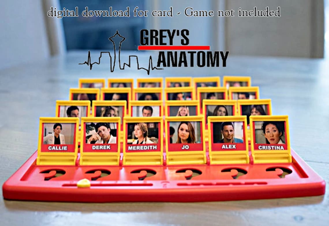 Grey's Anatomy Game Guess Who Game Printable Files Etsy