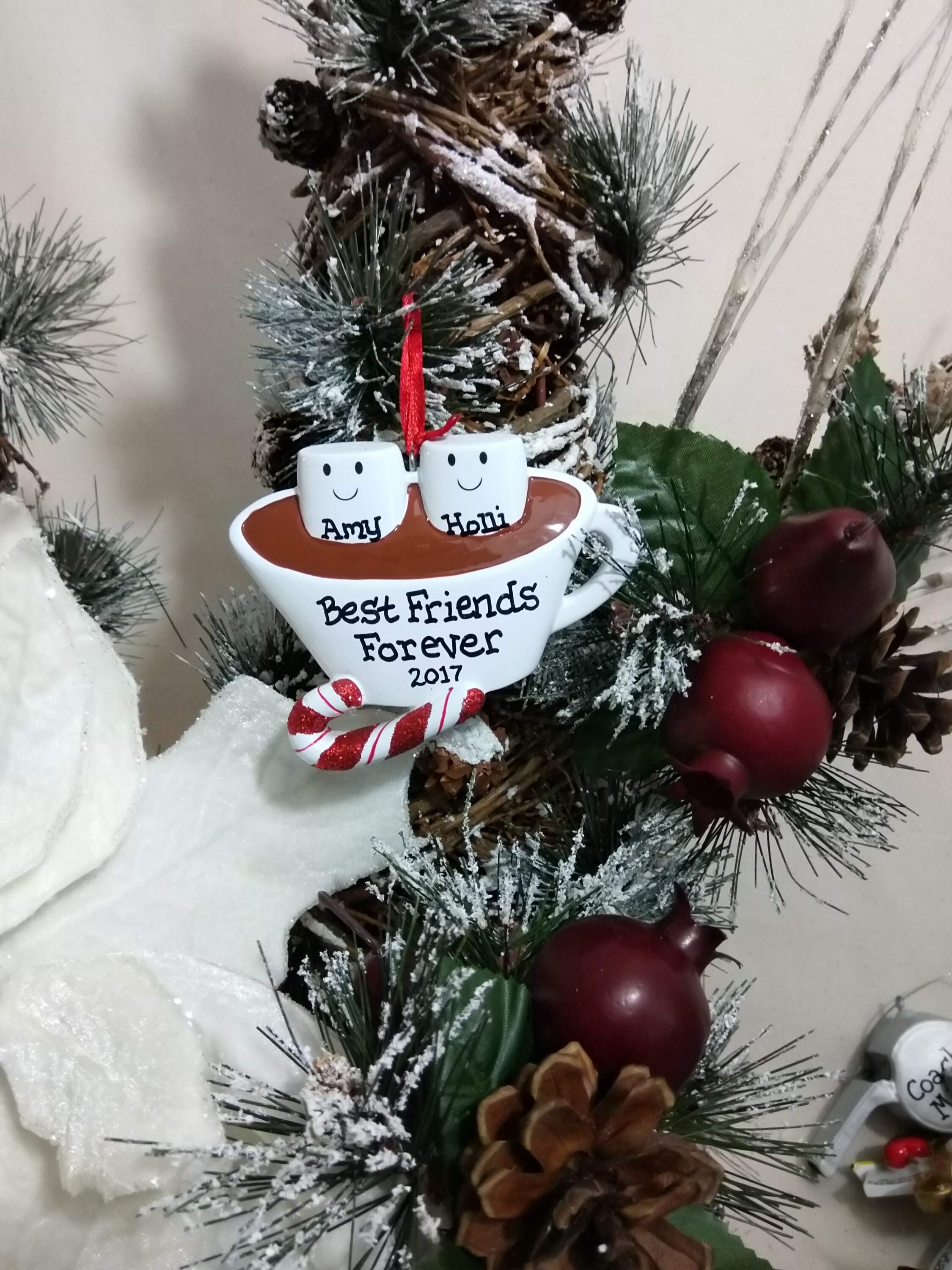 Custom Marshmellow Couple Ornament, Custom Best Friend Marshmellow Ornament, Family of Two Marshmellows