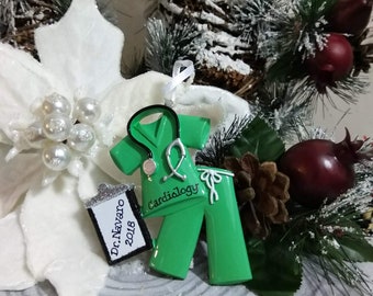 Green Medical Scrubs Ornament, Custom Scrubs Ornament, Occupational Ornament