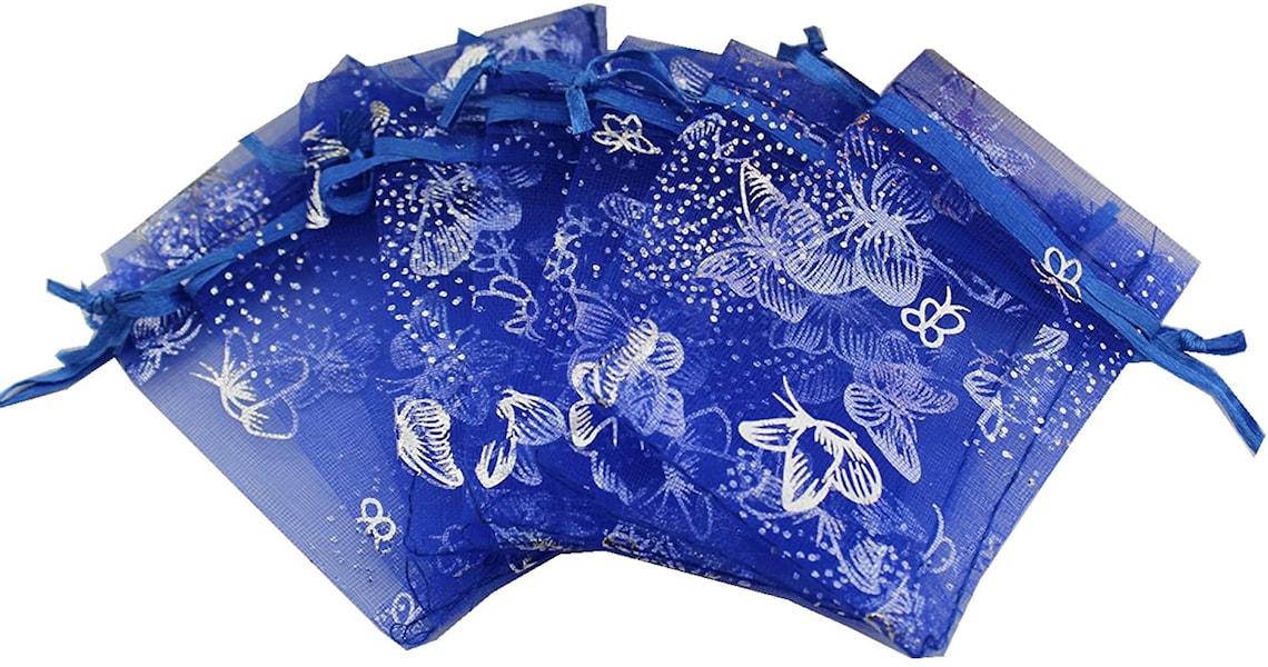5x7 Royal Blue Butterfly Organza Bags Wedding Favor Bags Etsy
