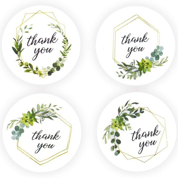 2 inch Greenery Thank You Stickers, Boho Thank You Stickers, FREE SHIPPING!!