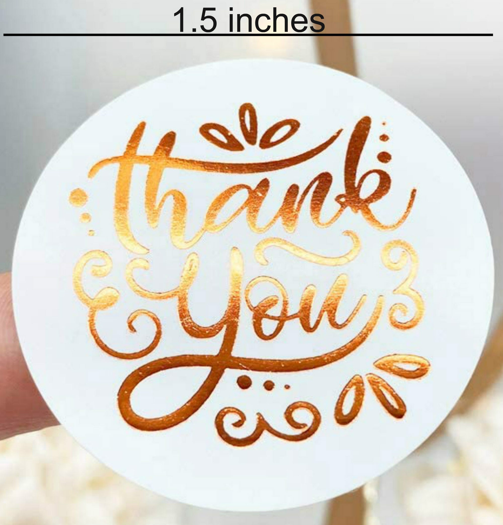 1.5 White and Rose Gold Foil Thank You Stickers Wedding Etsy