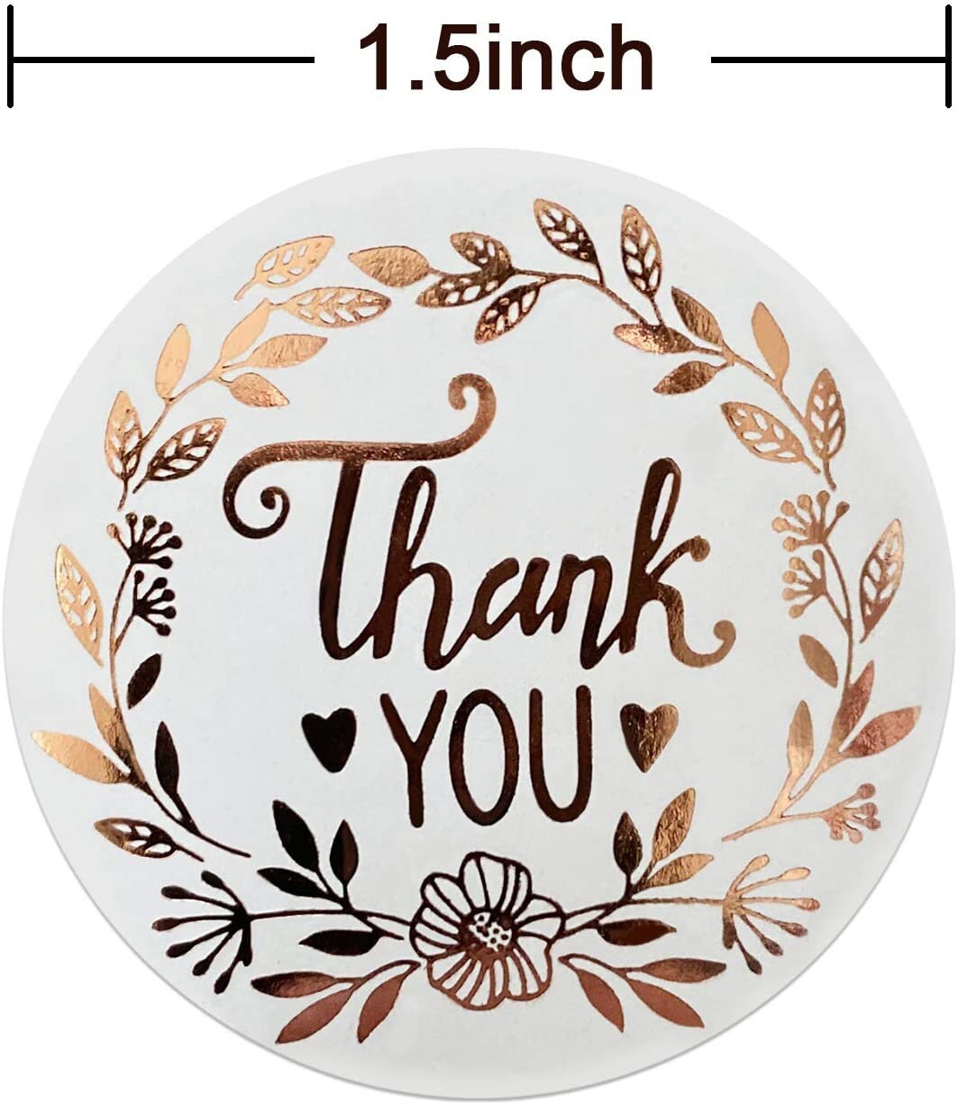 1.5 White and Rose Gold Foil Thank You Stickers 2 | Etsy