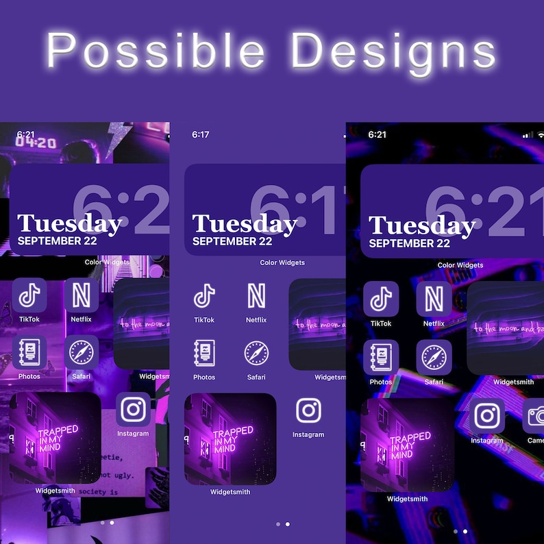neon purple aesthetic icon ios bundle