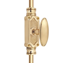 FAUX-Unlacquered polished Brass Oval Knob Stepney Door Brass Cremone bolt upto 9 feet