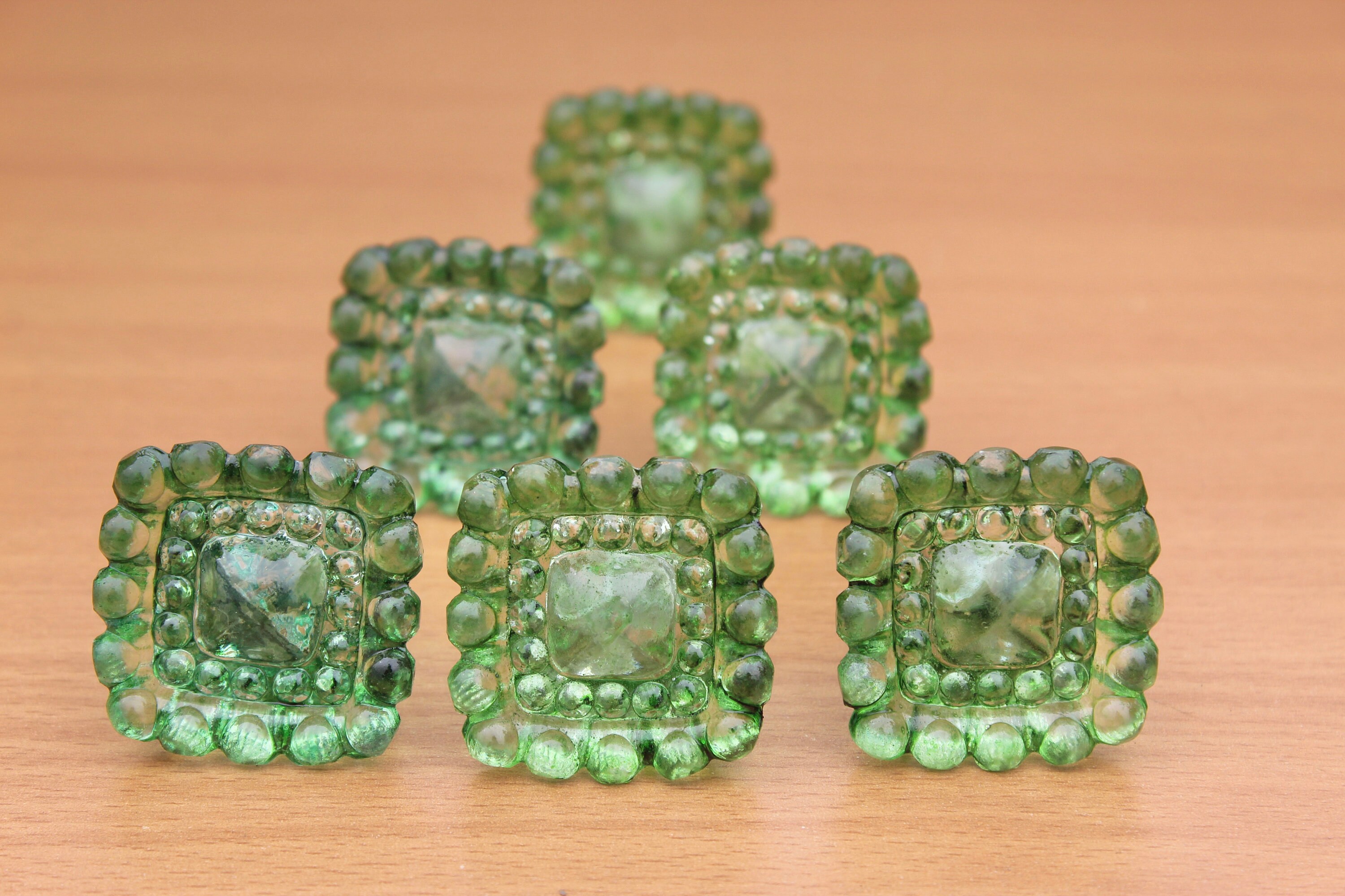 Set of 6 Green Glass Drawer Knobs and Pulls Decorative Glass Etsy