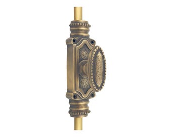 Unlacquered Antique Brass Beaded Door Brass Cremone bolt up to 9 feet