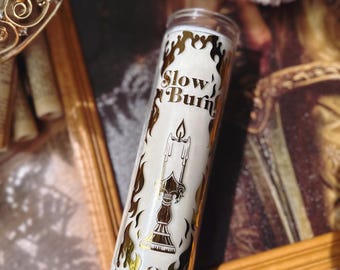 Slow Burn Prayer Candle – Bookish Romance Reader Gift