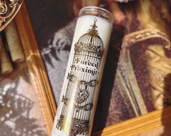 Forced Proximity Bookish Prayer Candle – Book Trope Candle for Romance Readers, Book Lovers Gift