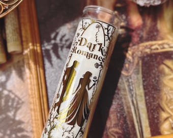Vela de oración literaria de romance oscuro: vela con temática literaria para lectores de romance y amantes de la lectura.