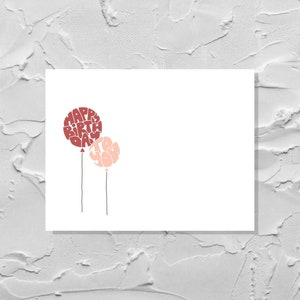 Carte d'anniversaire avec ballon, Joyeux anniversaire, Carte d'anniversaire, Ballons, Minimaliste, Bicolore, Fait main, Respectueux de l'environnement