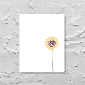 Carte tournesol, Je pense à vous, Vous manquez simplement parce que, Carte de condoléances, Carte de deuil, Carte de rétablissement, Fait main, Respectueux de l'environnement
