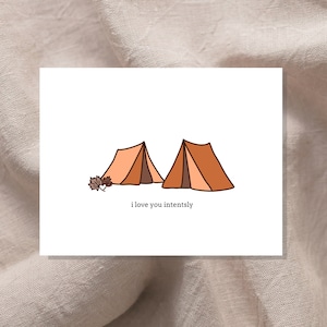 Tarjeta "Te amo intensamente", para acampar, al aire libre, amor, aniversario, boda, linda, hoja de arce, minimalista, juego de palabras sutil, juego de palabras, hecha a mano, ecológica