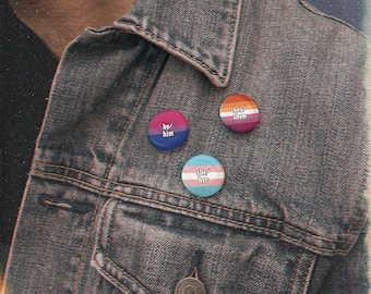 Pride Flag Pronoun Pins! (LGBT lesbian gay bisexual trans she him they)